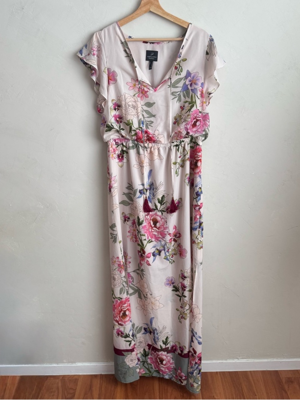 Adrianna Papell Floral V-Neck Maxi Dress in Light Blush - Picture 2 of 4